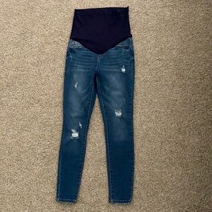 Pink Blush Ankle Cropped Maternity Jeans